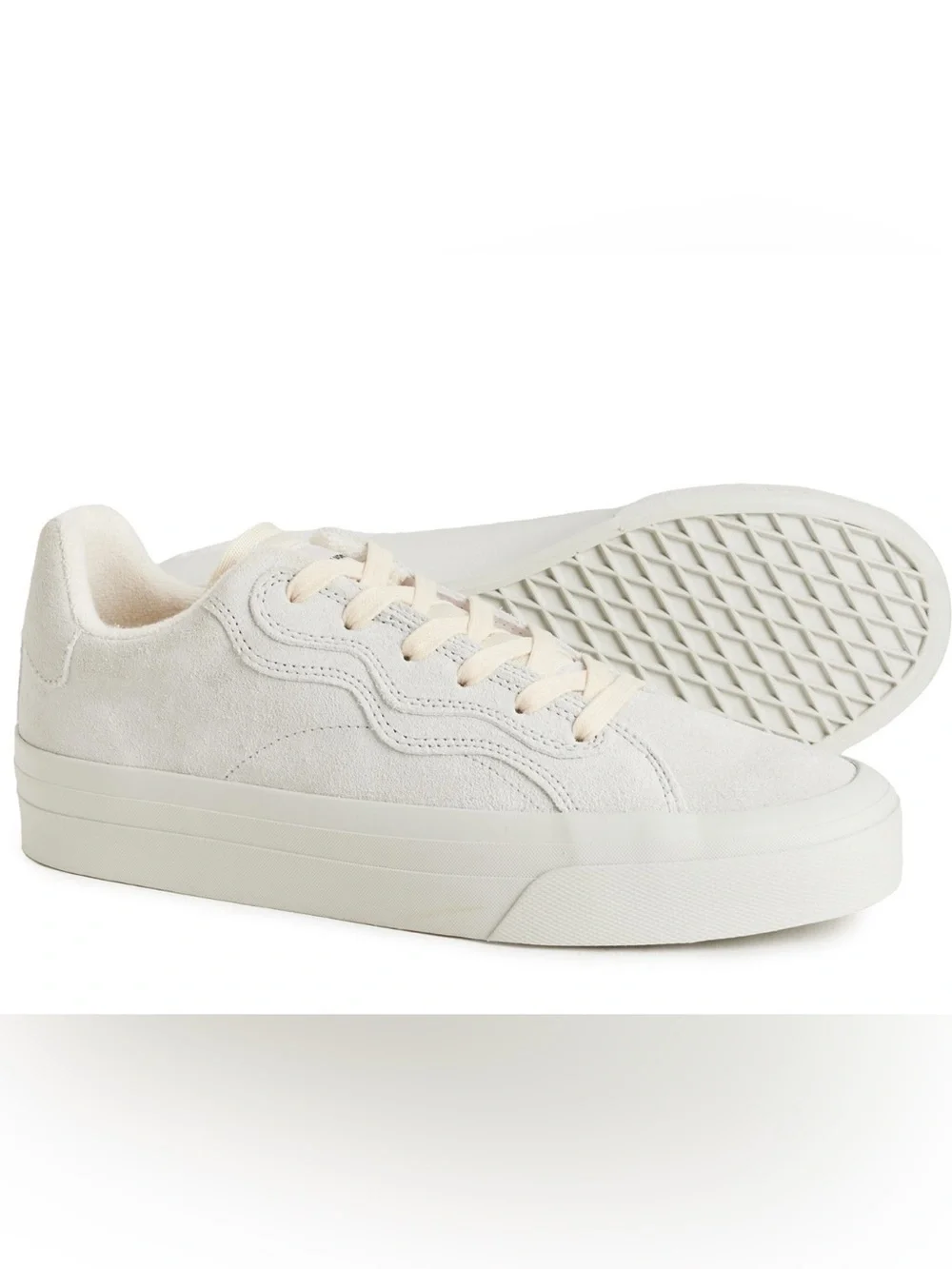 BRANDBLACK no-name suede Men's Low-Top LaceUp Sneakers in Cream 8.5 terry lining